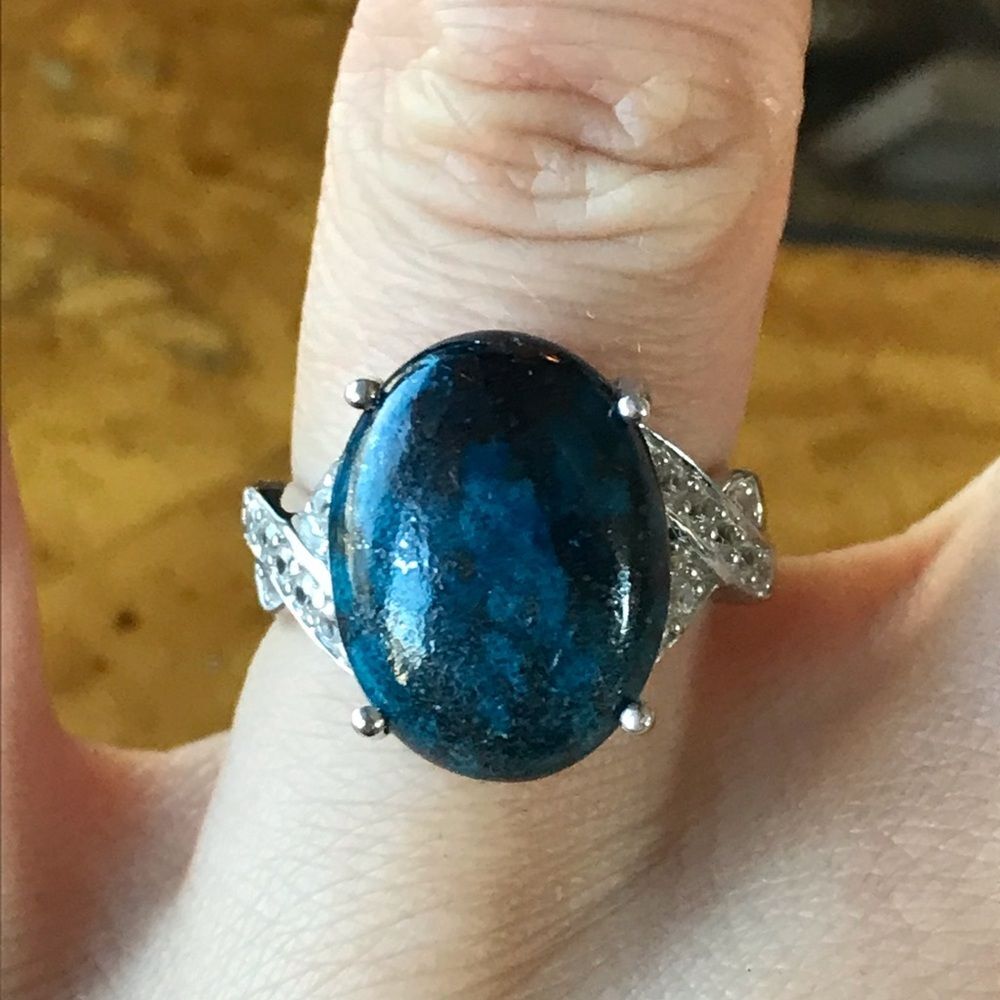 Natural Shadowkite Sterling Silver Ring Size 6